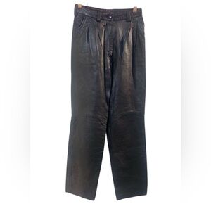 Michael Hoban Black Leather Pants Sz 3/4